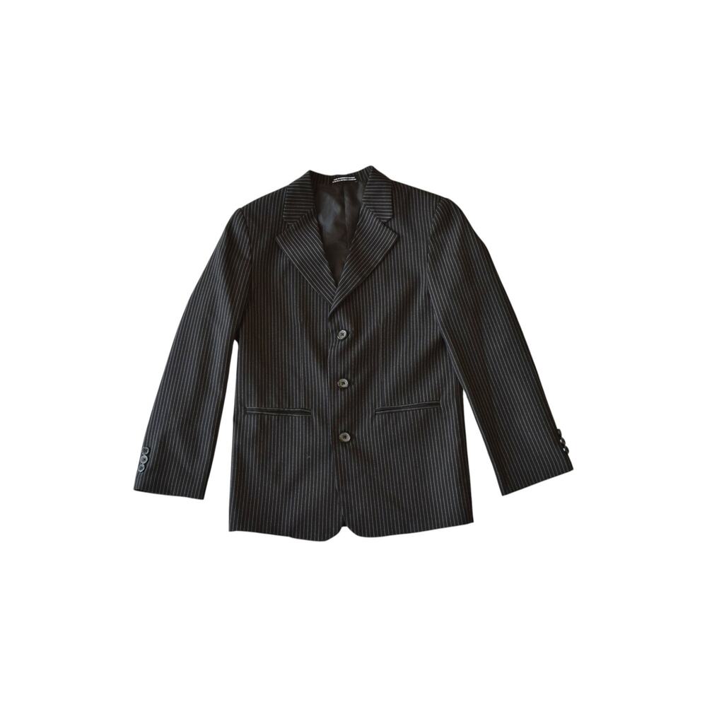 Amherst Collection Boys Pinstripe Blazer Jacket Black White Size 12 Suit